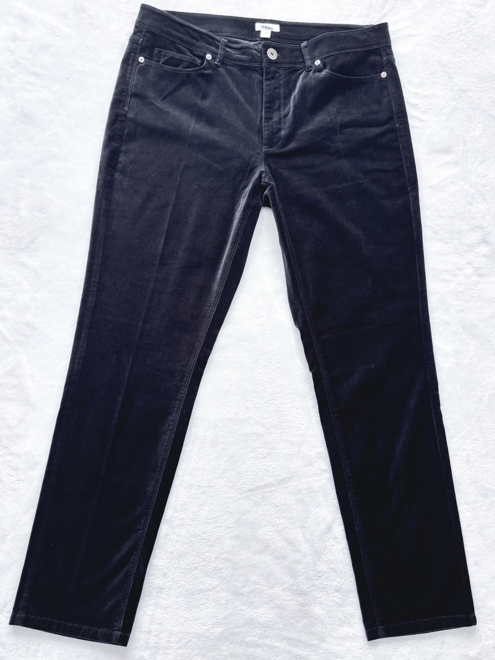 J. JILL Soft Black Velour Mid Rise Slim Leg Pants--NEW--12